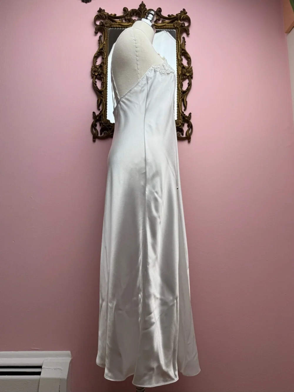 y2k Vintage White Rosette Double Strap Princess Nightgown Lingerie Dress Medium - Picture 3 of 10